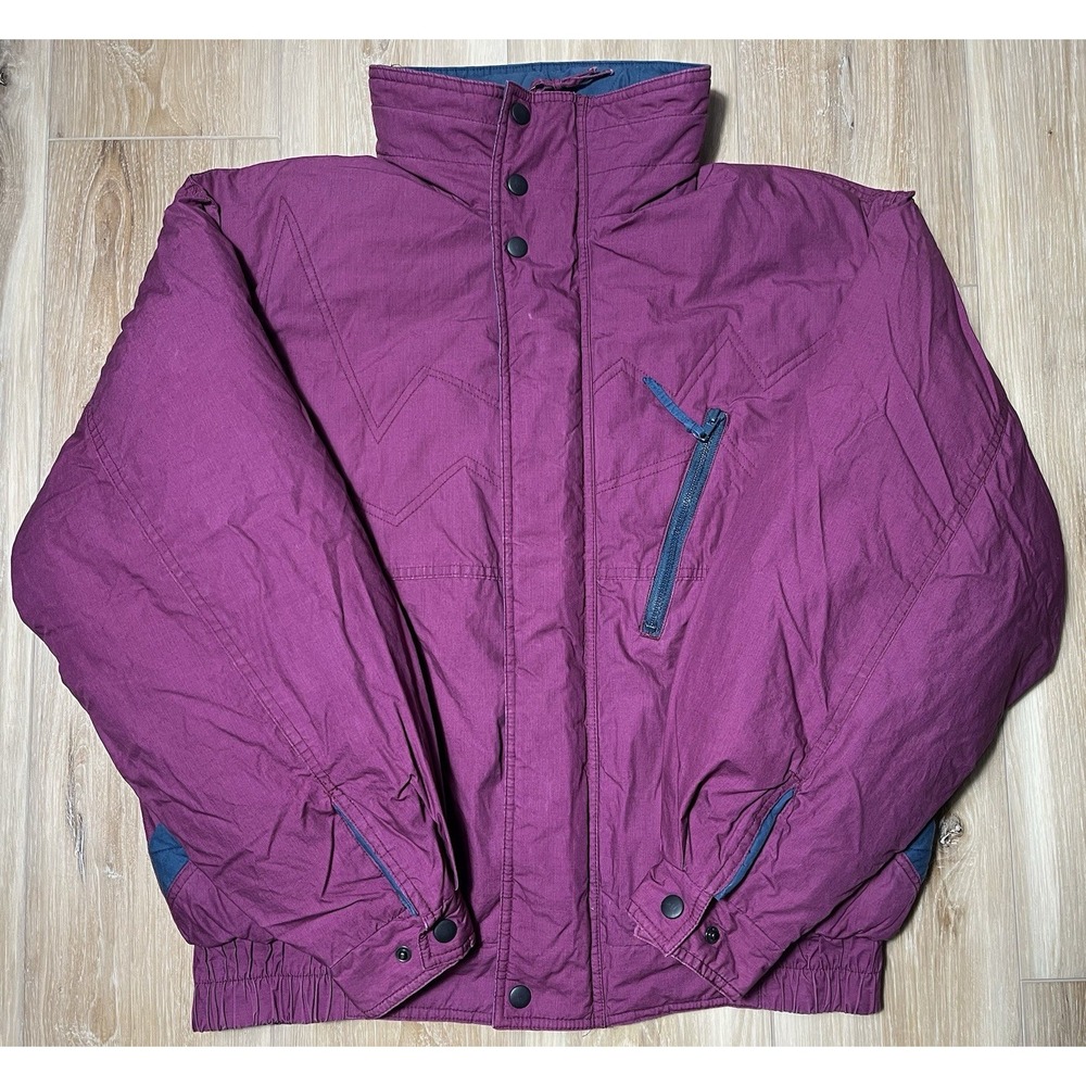 GANT Purple Full Zip Snap Button Puffer Jacket Bomber - Men Size Medium